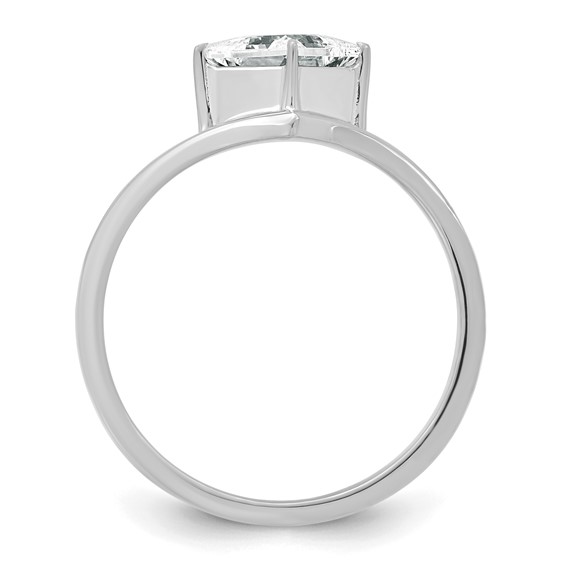 True Origin 14k White Gold 1 carat Lab Grown Diamond VS+ F+ Princess Solitaire Complete Ring