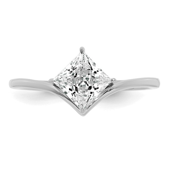True Origin 14k White Gold 1 carat Lab Grown Diamond VS+ F+ Princess Solitaire Complete Ring