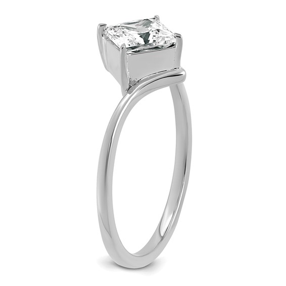 True Origin 14k White Gold 1 carat Lab Grown Diamond VS+ F+ Princess Solitaire Complete Ring
