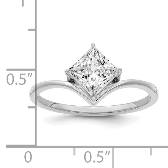True Origin 14k White Gold 1 carat Lab Grown Diamond VS+ F+ Princess Solitaire Complete Ring