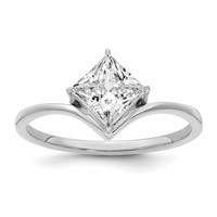 True Origin 14K White Gold 1 Carat Lab Grown Diamond VS+ F+ Princess Solitaire Complete Ring view 1