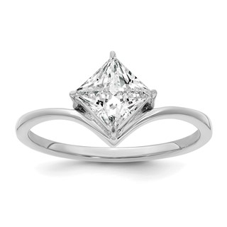 True Origin 14k White Gold 1 carat Lab Grown Diamond VS+ F+ Princess Solitaire Complete Ring