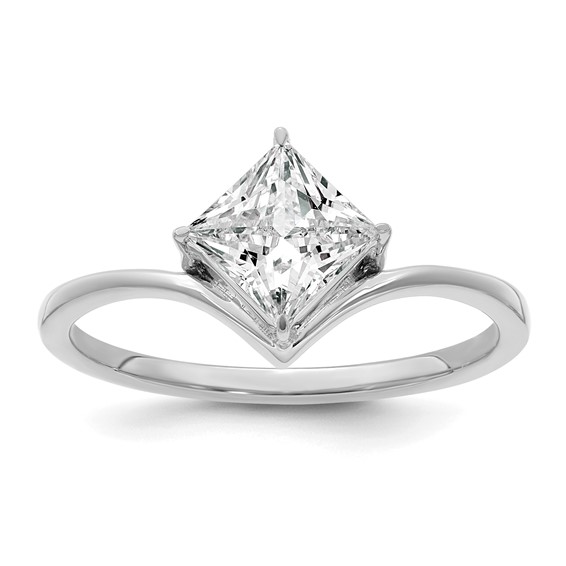 True Origin 14k White Gold 1 carat Lab Grown Diamond VS+ F+ Princess Solitaire Complete Ring