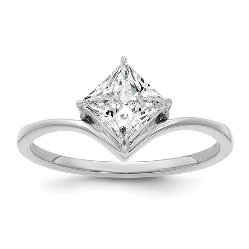 True Origin 14K White Gold 1 Carat Lab Grown Diamond VS+ F+ Princess Solitaire Complete Ring