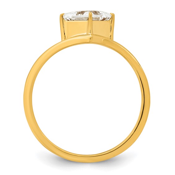 True Origin 14k Yellow Gold 1 carat Lab Grown Diamond VS+ F+ Princess Solitaire Complete Ring