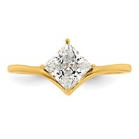 True Origin 14K Yellow Gold 1 Carat Lab Grown Diamond VS+ F+ Princess Solitaire Complete Ring view 4