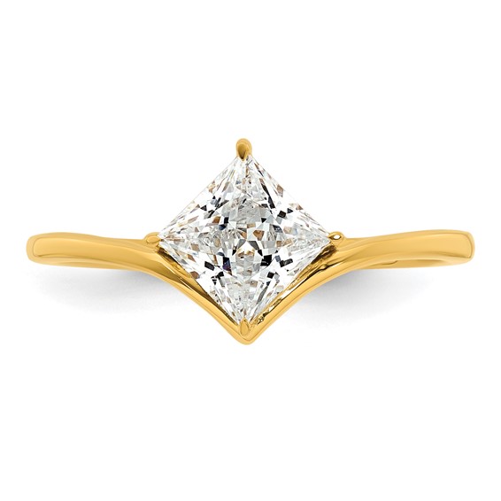 True Origin 14k Yellow Gold 1 carat Lab Grown Diamond VS+ F+ Princess Solitaire Complete Ring