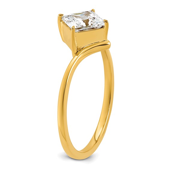 True Origin 14k Yellow Gold 1 carat Lab Grown Diamond VS+ F+ Princess Solitaire Complete Ring