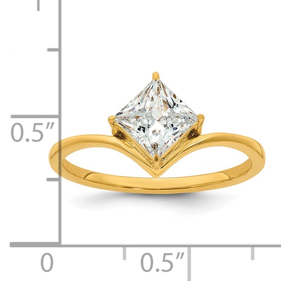True Origin 14k Yellow Gold 1 carat Lab Grown Diamond VS+ F+ Princess Solitaire Complete Ring