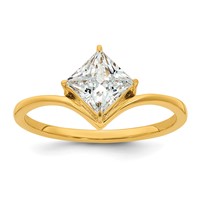 True Origin 14K Yellow Gold 1 Carat Lab Grown Diamond VS+ F+ Princess Solitaire Complete Ring view 1