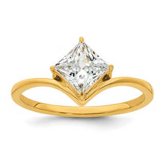 True Origin 14k Yellow Gold 1 carat Lab Grown Diamond VS+ F+ Princess Solitaire Complete Ring