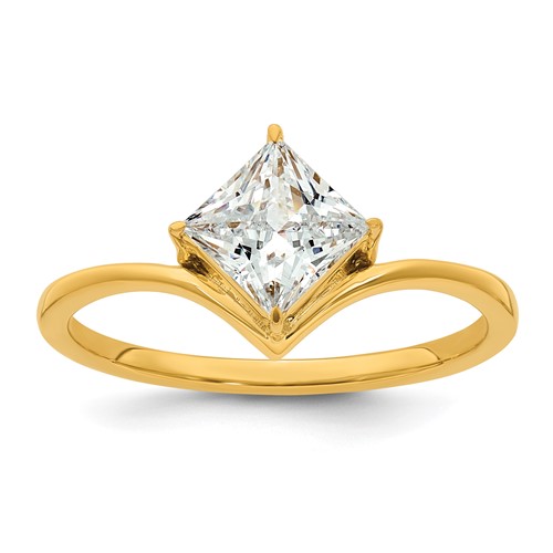 True Origin 14K Yellow Gold 1 Carat Lab Grown Diamond VS+ F+ Princess Solitaire Complete Ring