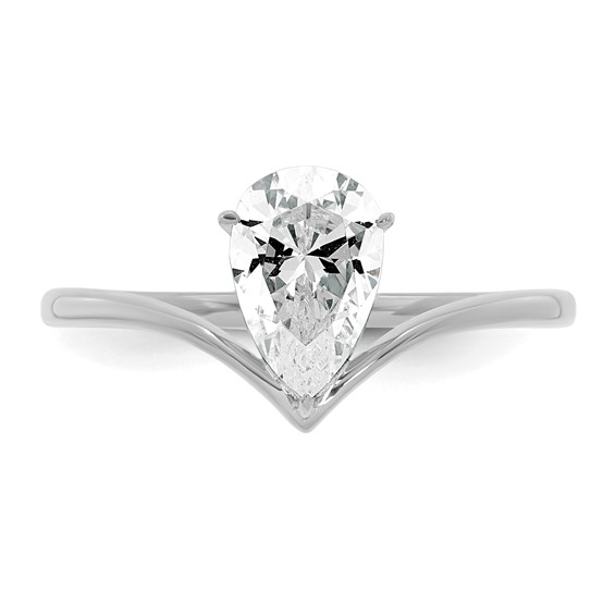 True Origin 14k White Gold 1 carat Lab Grown Diamond VS+ F+ Pear Solitaire Complete Ring