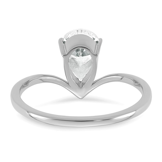True Origin 14k White Gold 1 carat Lab Grown Diamond VS+ F+ Pear Solitaire Complete Ring