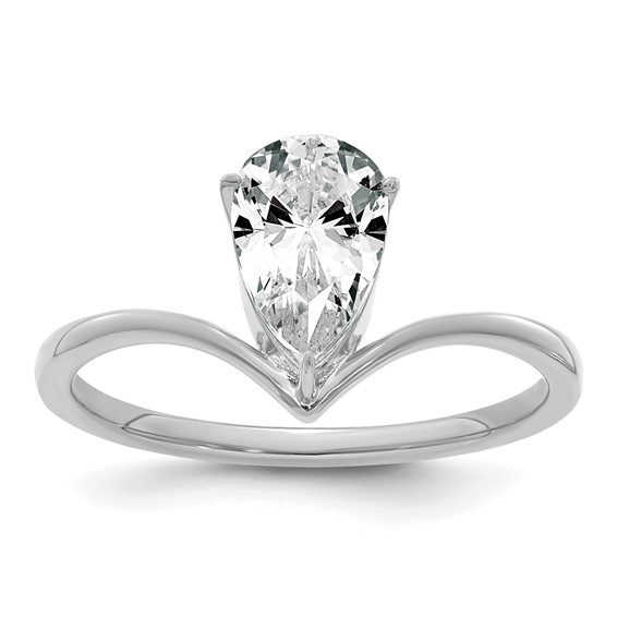 True Origin 14k White Gold 1 carat Lab Grown Diamond VS+ F+ Pear Solitaire Complete Ring