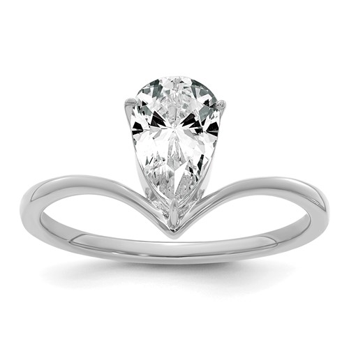 True Origin 14K White Gold 1 Carat Lab Grown Diamond VS+ F+ Pear Solitaire Complete Ring