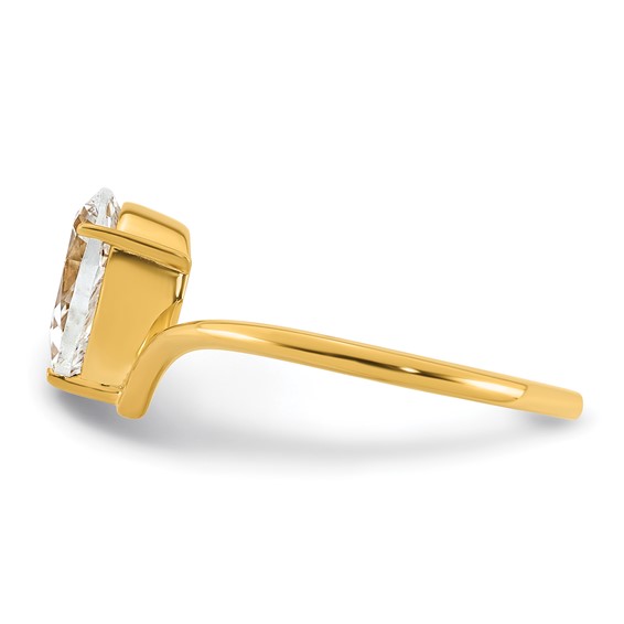 True Origin 14k Yellow Gold 1 carat Lab Grown Diamond VS+ F+ Pear Solitaire Complete Ring