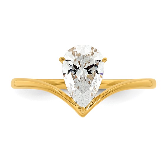 True Origin 14k Yellow Gold 1 carat Lab Grown Diamond VS+ F+ Pear Solitaire Complete Ring