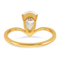 True Origin 14K Yellow Gold 1 Carat Lab Grown Diamond VS+ F+ Pear Solitaire Complete Ring view 5