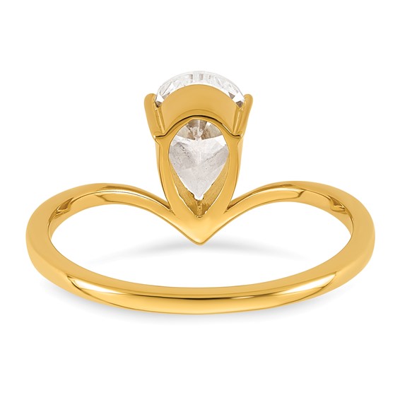 True Origin 14k Yellow Gold 1 carat Lab Grown Diamond VS+ F+ Pear Solitaire Complete Ring