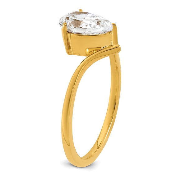 True Origin 14k Yellow Gold 1 carat Lab Grown Diamond VS+ F+ Pear Solitaire Complete Ring