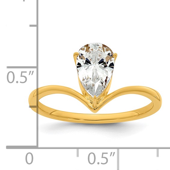True Origin 14k Yellow Gold 1 carat Lab Grown Diamond VS+ F+ Pear Solitaire Complete Ring
