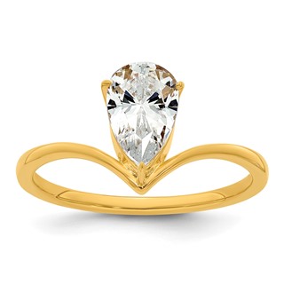 True Origin 14k Yellow Gold 1 carat Lab Grown Diamond VS+ F+ Pear Solitaire Complete Ring