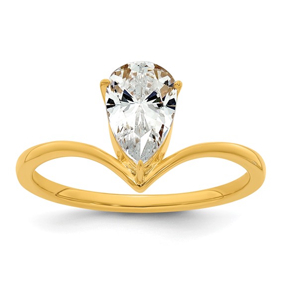 True Origin 14k Yellow Gold 1 carat Lab Grown Diamond VS+ F+ Pear Solitaire Complete Ring