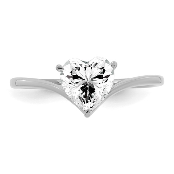 True Origin 14k White Gold 1 carat Lab Grown Diamond VS+ F+ Heart Solitaire Complete Ring