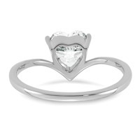 True Origin 14K White Gold 1 Carat Lab Grown Diamond VS+ F+ Heart Solitaire Complete Ring view 5