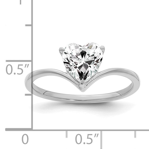 True Origin 14k White Gold 1 carat Lab Grown Diamond VS+ F+ Heart Solitaire Complete Ring
