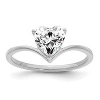 True Origin 14K White Gold 1 Carat Lab Grown Diamond VS+ F+ Heart Solitaire Complete Ring view 1