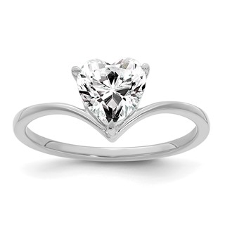 True Origin 14k White Gold 1 carat Lab Grown Diamond VS+ F+ Heart Solitaire Complete Ring