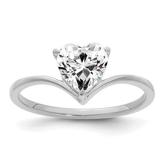 True Origin 14k White Gold 1 carat Lab Grown Diamond VS+ F+ Heart Solitaire Complete Ring