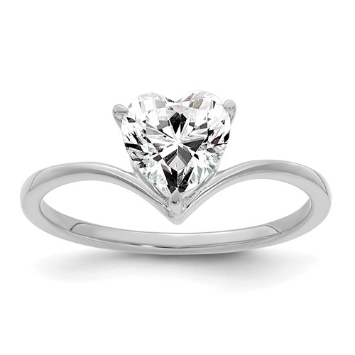 True Origin 14K White Gold 1 Carat Lab Grown Diamond VS+ F+ Heart Solitaire Complete Ring