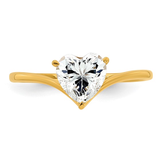 True Origin 14k Yellow Gold 1 carat Lab Grown Diamond VS+ F+ Heart Solitaire Complete Ring