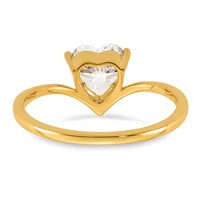 True Origin 14K Yellow Gold 1 Carat Lab Grown Diamond VS+ F+ Heart Solitaire Complete Ring view 5