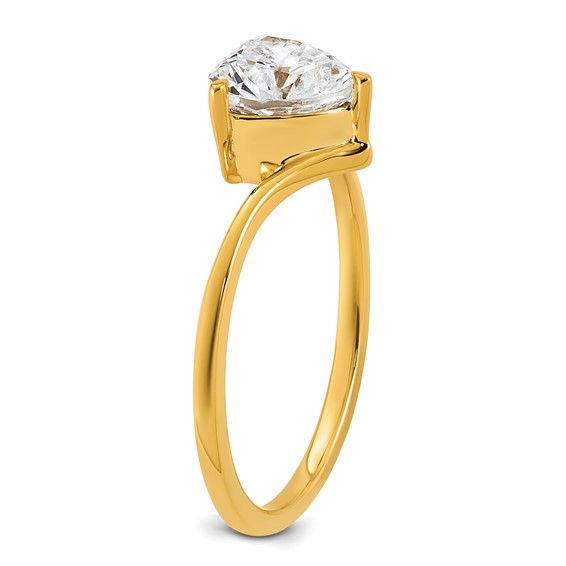 True Origin 14k Yellow Gold 1 carat Lab Grown Diamond VS+ F+ Heart Solitaire Complete Ring