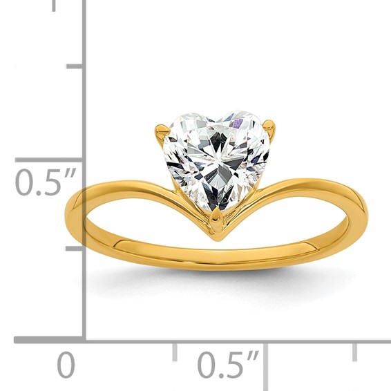 True Origin 14k Yellow Gold 1 carat Lab Grown Diamond VS+ F+ Heart Solitaire Complete Ring