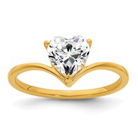 True Origin 14K Yellow Gold 1 Carat Lab Grown Diamond VS+ F+ Heart Solitaire Complete Ring view 1