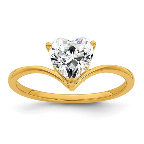 True Origin 14K Yellow Gold 1 Carat Lab Grown Diamond VS+ F+ Heart Solitaire Complete Ring