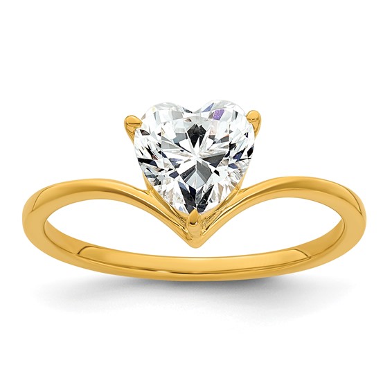 True Origin 14k Yellow Gold 1 carat Lab Grown Diamond VS+ F+ Heart Solitaire Complete Ring