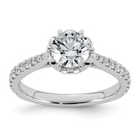 14K White Gold 1.33ct Cert Round Center Lab Grown Dia VS+ F+ 6-Prong Comp Ring view 1
