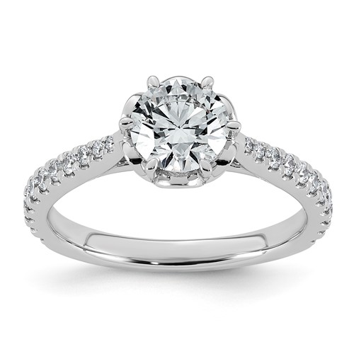 14K White Gold 1.33ct Cert Round Center Lab Grown Dia VS+ F+ 6-Prong Comp Ring