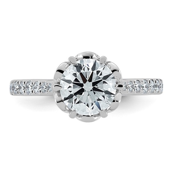 14kw 1 7/8ct Cert Round Center Lab Grown Dia VS+ F+ 6-Prong Comp Ring