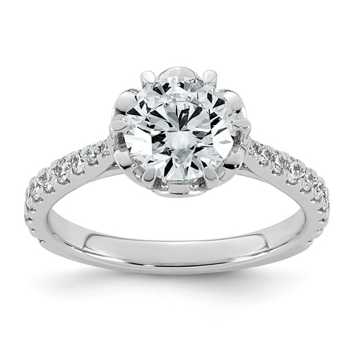 14K White Gold 1.88ct Cert Round Center Lab Grown Dia VS+ F+ 6-Prong Comp Ring