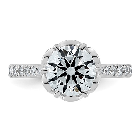 14kw 2 3/8ct Cert Round Center Lab Grown Dia VS+ F+ 6-Prong Comp Ring