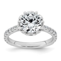 14K White Gold 2.38ct Cert Round Center Lab Grown Dia VS+ F+ 6-Prong Comp Ring view 1