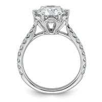14K White Gold 3ct Cert Round Center Lab Grown Dia VS+ F+ 6-Prong Comp Ring view 2