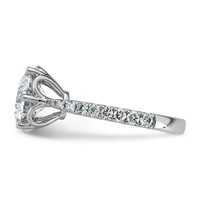 14K White Gold 3ct Cert Round Center Lab Grown Dia VS+ F+ 6-Prong Comp Ring view 3